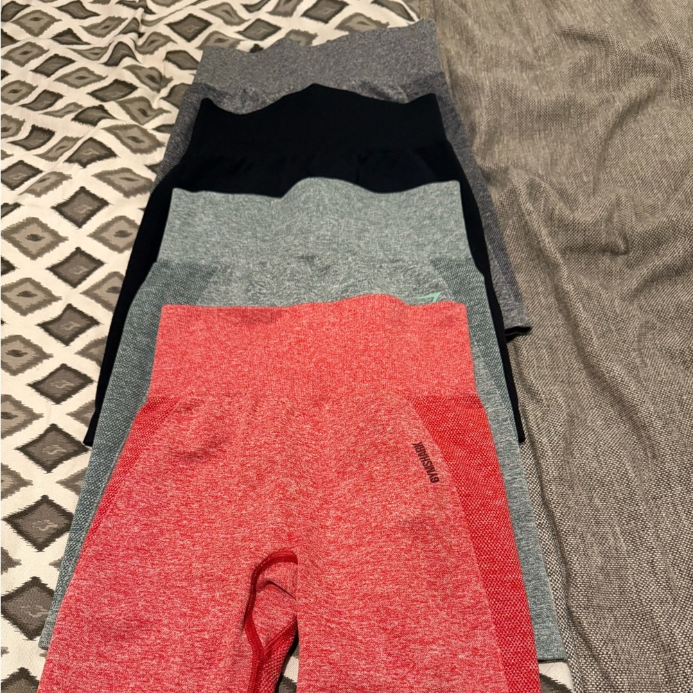 Gymshark Women's Athletic Shorts - Black, Gray, Red